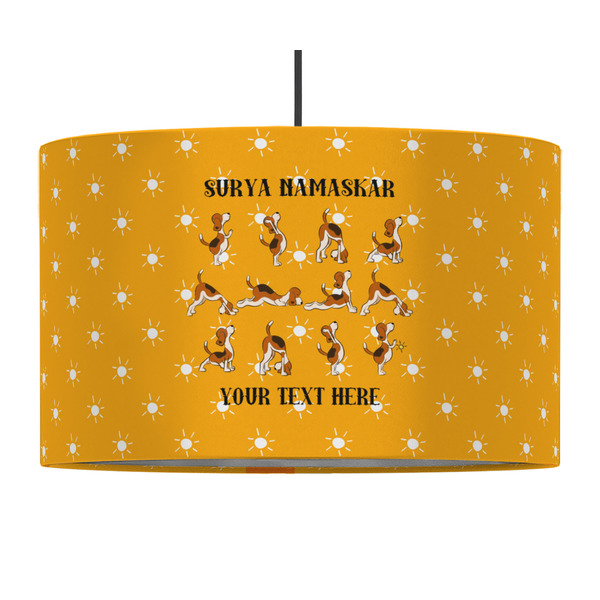 Custom Yoga Dogs Sun Salutations 12" Drum Pendant Lamp - Fabric (Personalized)