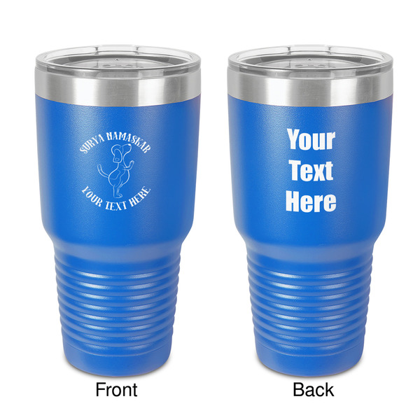 Custom Yoga Dogs Sun Salutations 30 oz Stainless Steel Tumbler - Royal Blue - Double-Sided (Personalized)