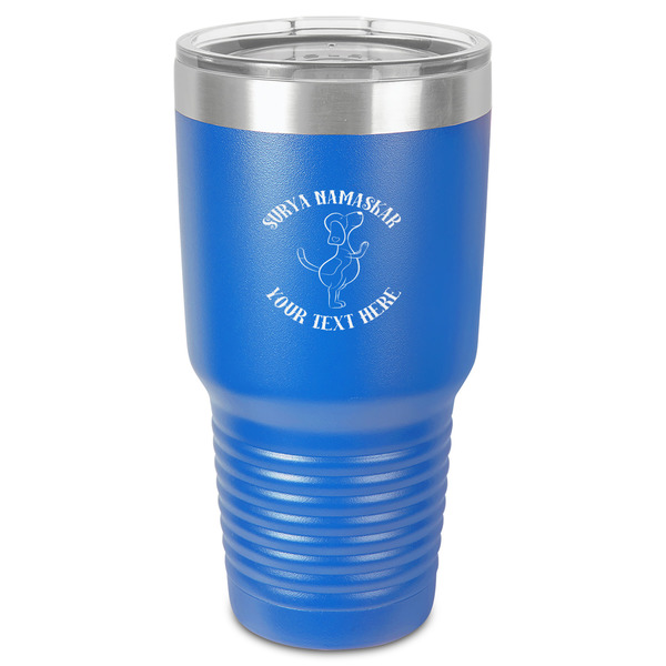 Custom Yoga Dogs Sun Salutations 30 oz Stainless Steel Tumbler - Royal Blue - Single-Sided (Personalized)