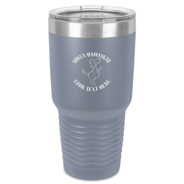 Custom Yoga Dogs Sun Salutations 30 oz Stainless Steel Tumbler - Grey - Single-Sided (Personalized)