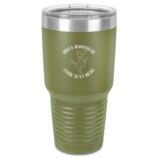 Custom Yoga Dogs Sun Salutations 30 oz Stainless Steel Tumbler - Olive - Single-Sided (Personalized)