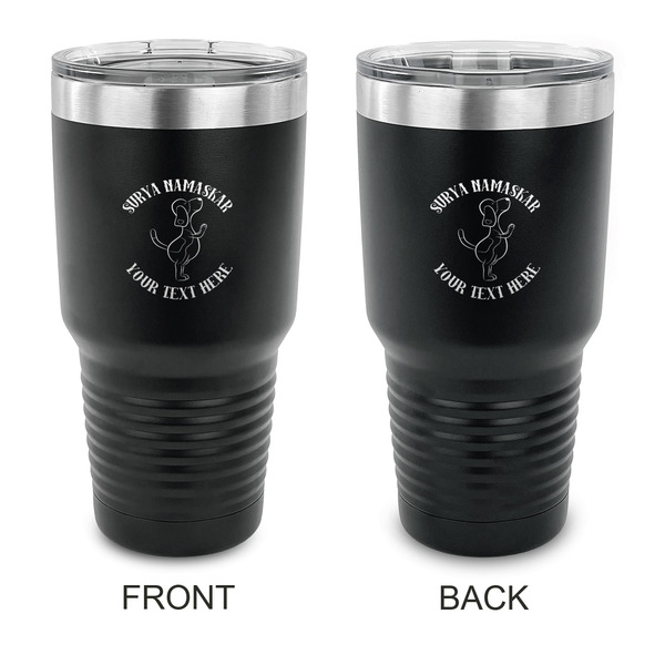 Custom Yoga Dogs Sun Salutations 30 oz Stainless Steel Tumbler - Black - Double Sided (Personalized)