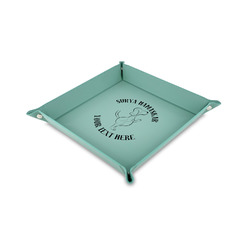 Yoga Dogs Sun Salutations Faux Leather Dice Tray - 6" x 6" - Teal (Personalized)