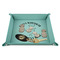 Yoga Dogs Sun Salutations 9" x 9" Teal Leatherette Snap Up Tray - STYLED