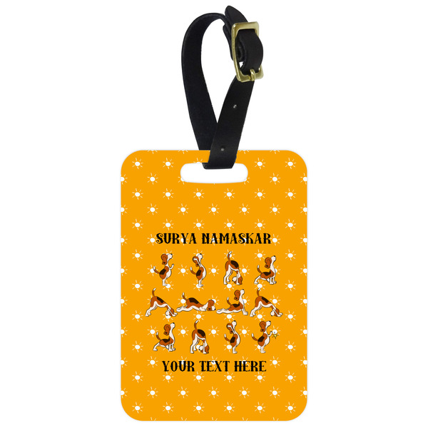 Custom Yoga Dogs Sun Salutations Metal Luggage Tag w/ Name or Text