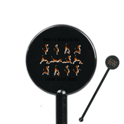 Yoga Dogs Sun Salutations 5.5" Round Plastic Stir Sticks - Black - Double Sided (Personalized)