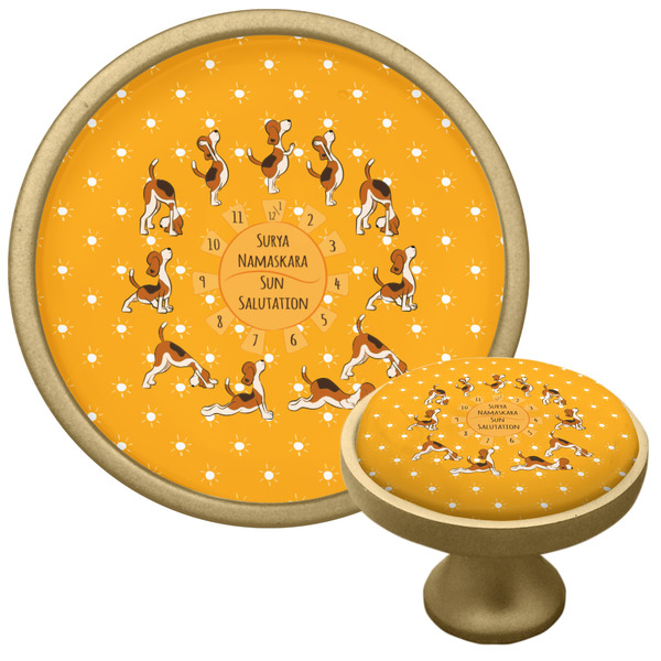 Custom Yoga Dogs Sun Salutations Cabinet Knob - Gold