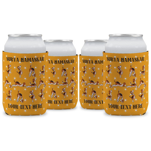 Custom Yoga Dogs Sun Salutations Can Cooler (12 oz) - Set of 4 w/ Name or Text