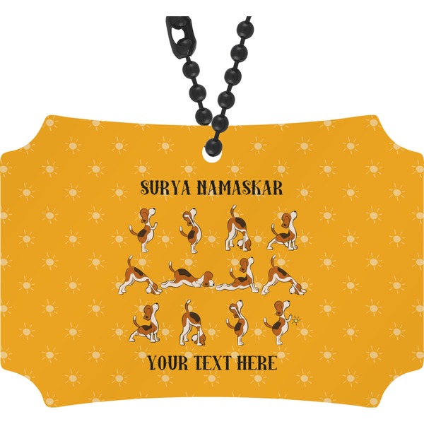 Custom Yoga Dogs Sun Salutations Rear View Mirror Ornament (Personalized)