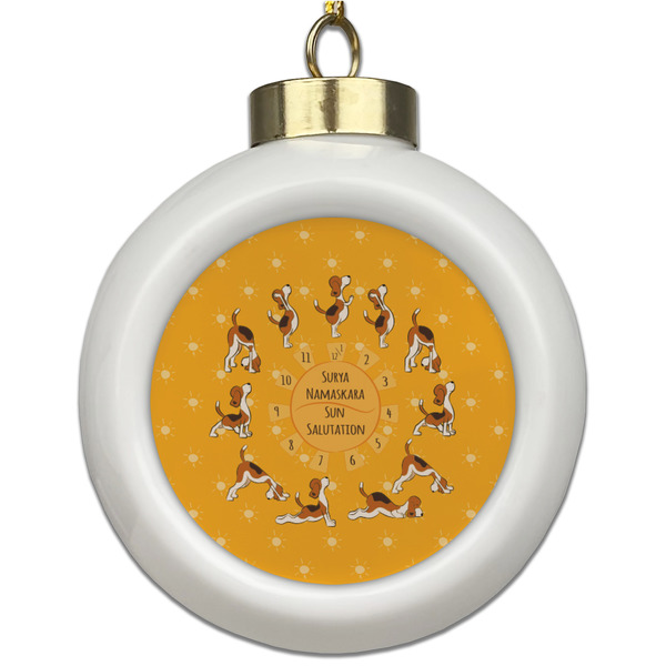 Custom Yoga Dogs Sun Salutations Ceramic Ball Ornament