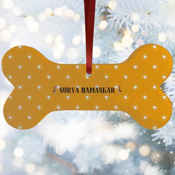 Custom Yoga Dogs Sun Salutations Ceramic Dog Ornament w/ Name or Text