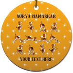 Yoga Dogs Sun Salutations Round Ceramic Ornament w/ Name or Text