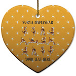 Yoga Dogs Sun Salutations Heart Ceramic Ornament w/ Name or Text