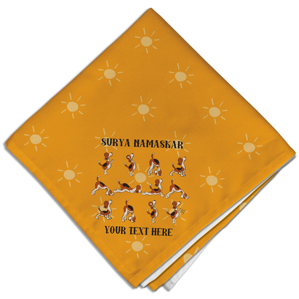 Custom Yoga Dogs Sun Salutations Cloth Dinner Napkin - Single w/ Name or Text