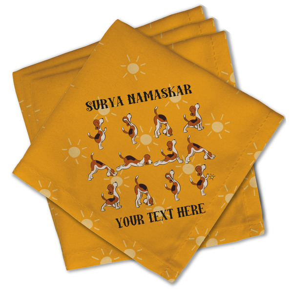 Custom Yoga Dogs Sun Salutations Cloth Cocktail Napkins - Set of 4 w/ Name or Text