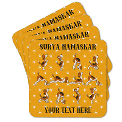 Yoga Dogs Sun Salutations Cork Coaster - Set of 4 w/ Name or Text