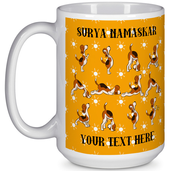 Custom Yoga Dogs Sun Salutations 15 Oz Coffee Mug - White (Personalized)