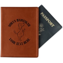 Yoga Dogs Sun Salutations Passport Holder - Faux Leather (Personalized)