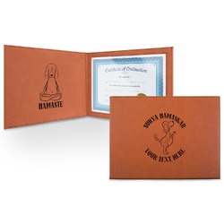 Yoga Dogs Sun Salutations Leatherette Certificate Holder - Front and Inside (Personalized)