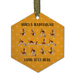 Yoga Dogs Sun Salutations Flat Glass Ornament - Hexagon w/ Name or Text