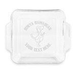 Yoga Dogs Sun Salutations Glass Cake Dish with Truefit Lid - 8in x 8in (Personalized)