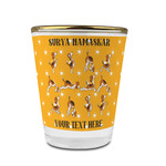 Yoga Dogs Sun Salutations Glass Shot Glass - 1.5 oz - with Gold Rim - Set of 4 (Personalized)