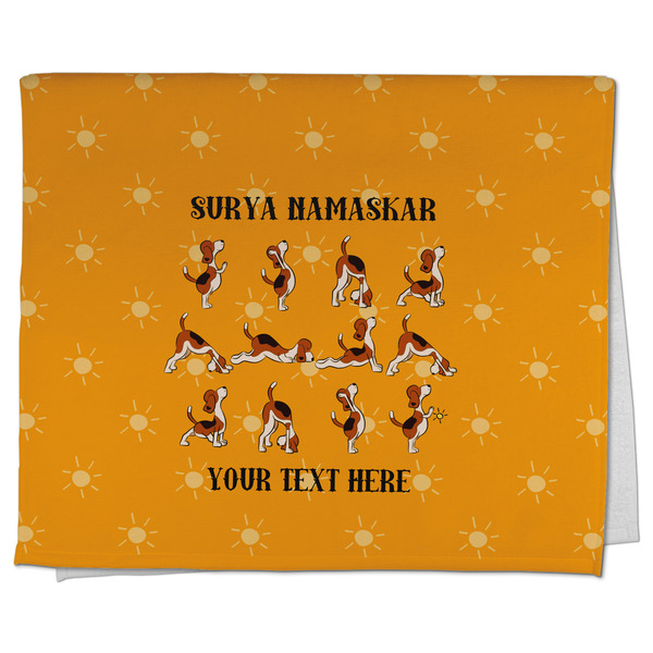 Custom Yoga Dogs Sun Salutations Kitchen Towel - Poly Cotton w/ Name or Text