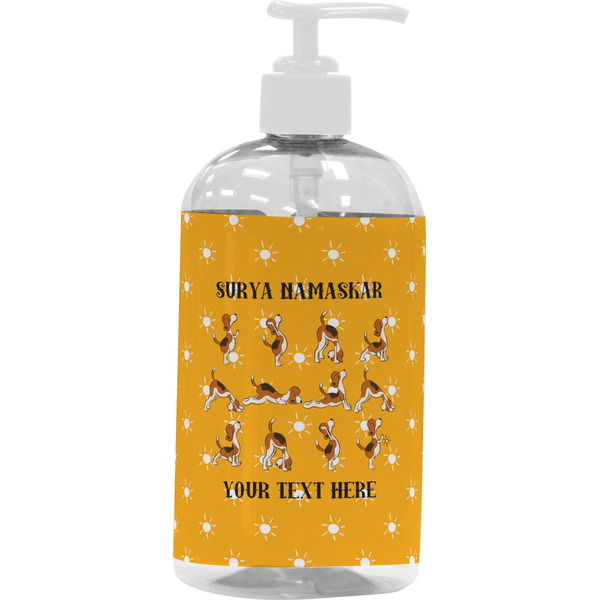 Custom Yoga Dogs Sun Salutations Plastic Soap / Lotion Dispenser (16 oz - Large - White) (Personalized)