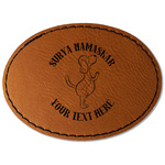 Yoga Dogs Sun Salutations Faux Leather Iron On Patch - Oval (Personalized)