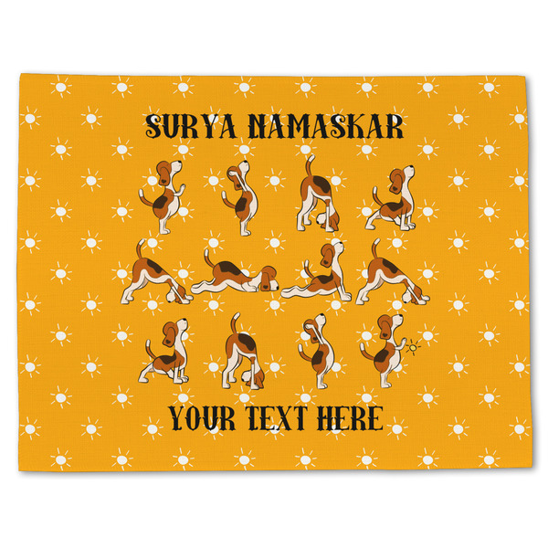 Custom Yoga Dogs Sun Salutations Single-Sided Linen Placemat - Single w/ Name or Text