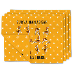 Yoga Dogs Sun Salutations Double-Sided Linen Placemat - Set of 4 w/ Name or Text