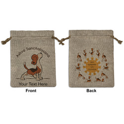 Yoga Dogs Sun Salutations Medium Burlap Gift Bag - Front & Back (Personalized)