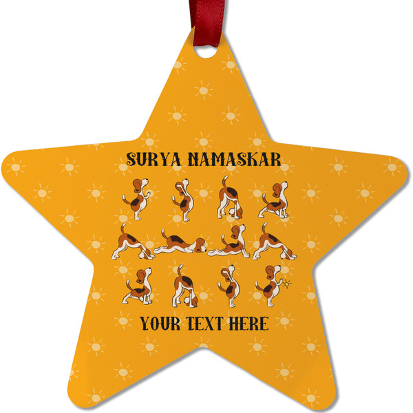 Custom Yoga Dogs Sun Salutations Metal Star Ornament - Double Sided w/ Name or Text