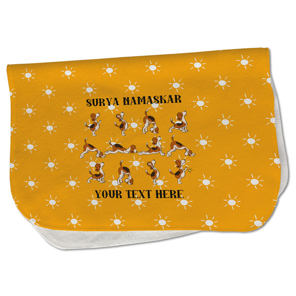 Custom Yoga Dogs Sun Salutations Burp Cloth - Fleece w/ Name or Text