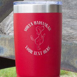 Yoga Dogs Sun Salutations 20 oz Stainless Steel Tumbler - Red - Double Sided (Personalized)