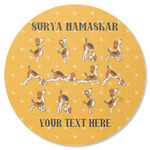 Yoga Dogs Sun Salutations Round Rubber Backed Coaster (Personalized)