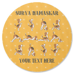 Yoga Dogs Sun Salutations Round Rubber Backed Coaster (Personalized)