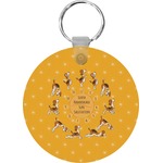 Yoga Dogs Sun Salutations Round Plastic Keychain