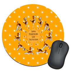 Yoga Dogs Sun Salutations Round Mouse Pad