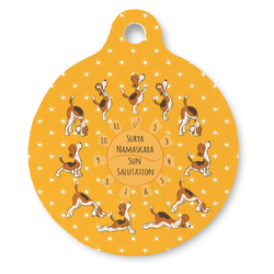 Yoga Dogs Sun Salutations Round Pet ID Tag (Personalized)