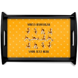 Yoga Dogs Sun Salutations Black Wooden Tray - Small (Personalized)