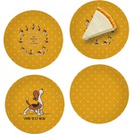 Yoga Dogs Sun Salutations Set of 4 Glass Appetizer / Dessert Plate 8" (Personalized)