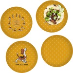 Yoga Dogs Sun Salutations Set of 4 Glass Lunch / Dinner Plate 10" (Personalized)