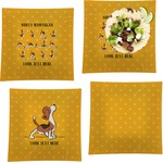 Yoga Dogs Sun Salutations Set of 4 Glass Square Lunch / Dinner Plate 9.5" (Personalized)