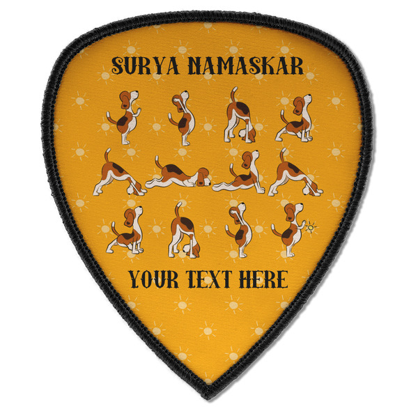 Custom Yoga Dogs Sun Salutations Iron on Shield Patch A w/ Name or Text