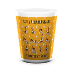 Yoga Dogs Sun Salutations Ceramic Shot Glass - 1.5 oz - White - Single (Personalized)