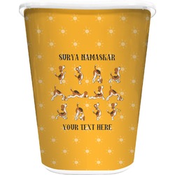 Yoga Dogs Sun Salutations Waste Basket - Single Sided (White) (Personalized)