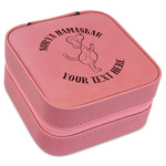 Yoga Dogs Sun Salutations Travel Jewelry Boxes - Pink Leather (Personalized)