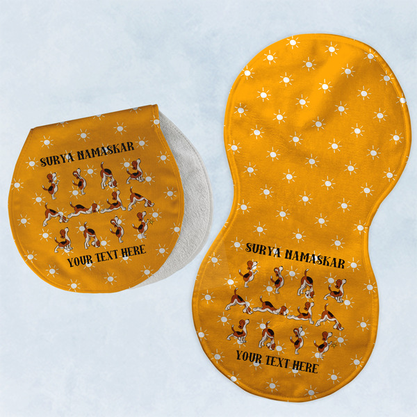 Custom Yoga Dogs Sun Salutations Burp Pads - Velour - Set of 2 w/ Name or Text