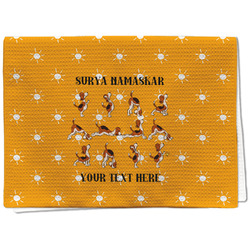 Yoga Dogs Sun Salutations Kitchen Towel - Waffle Weave (Personalized)